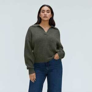 Everlane The Alpaca Waffle-Stitch Polo Green Base - Size M